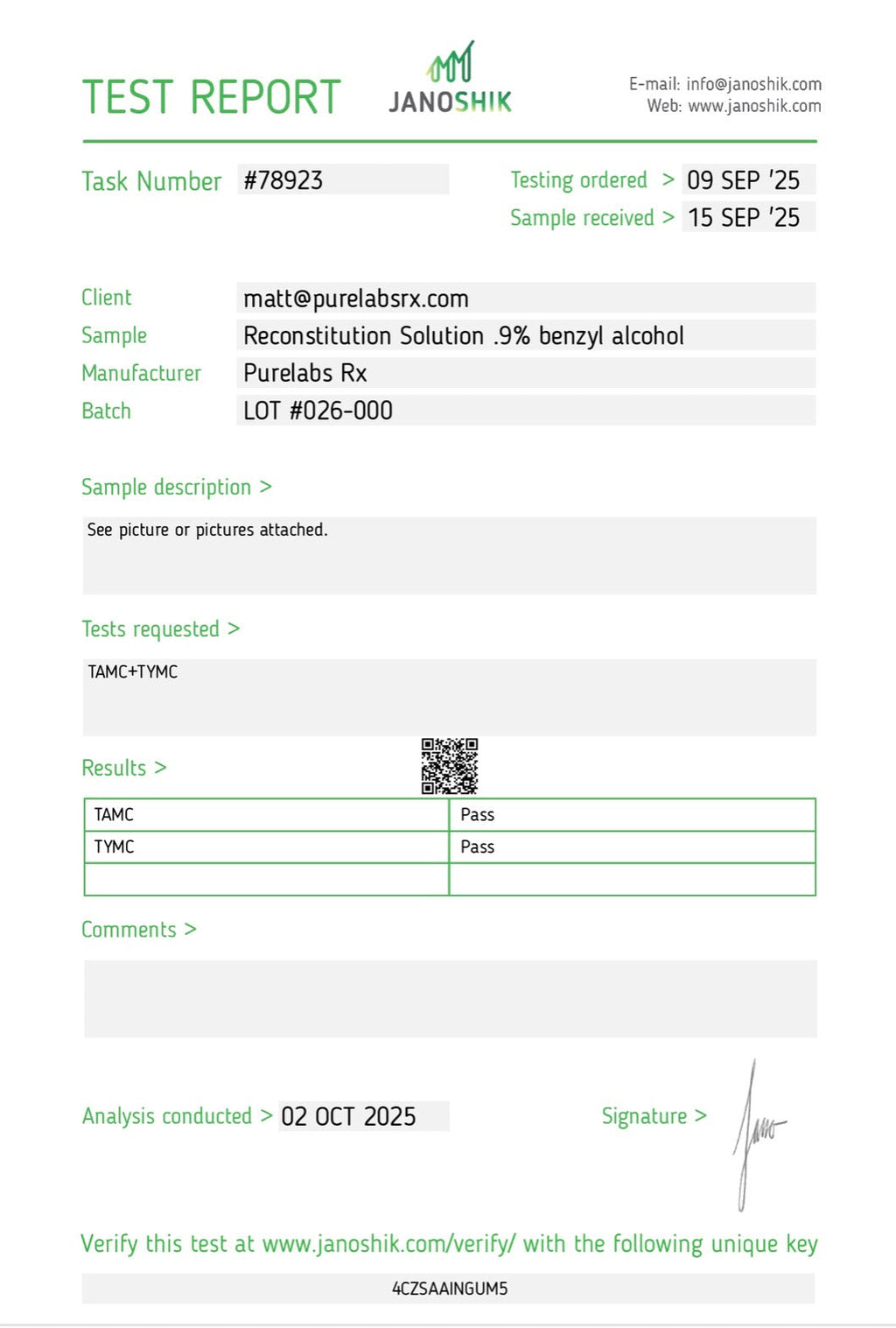 PURE LABS RECONSTITUTION SOLUTION 3ML